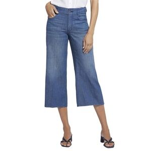 NYDJ Brigitte High Waist Wide Leg Crop Capri Jeans Mission Blue Wash 10